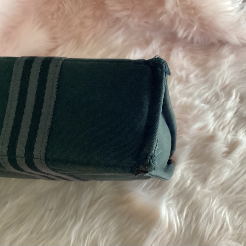 Hermes vintage black canvas bag with gray striped straps and silver hardware - Picture 11 of 12